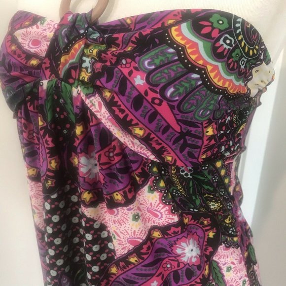 Ladies Dress Purple Colours Halter Sz 10 Stretch Short - Picture 2 of 3